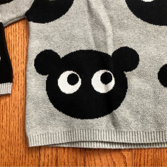 Huxbaby Jumper Grey Marle Black Panda Print Crewneck Knot Sweater Boy’s Size 5 - Picture 4 of 9